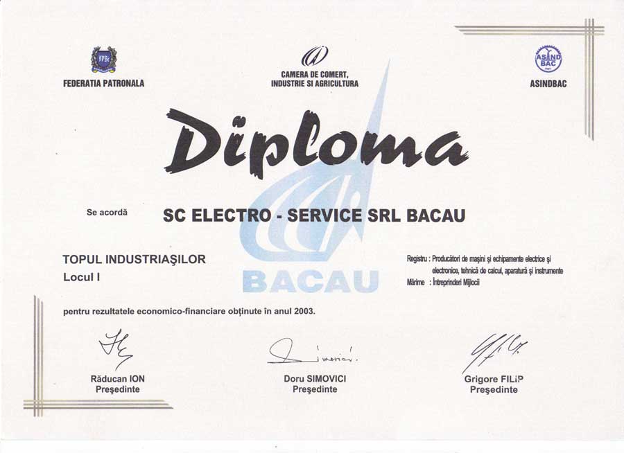 Diploma Top Industriasi 2003